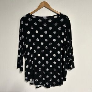 Women’s 1X All Over Circle Print Pullover Top Polka‎ Dot Stretch Coquette Fairy